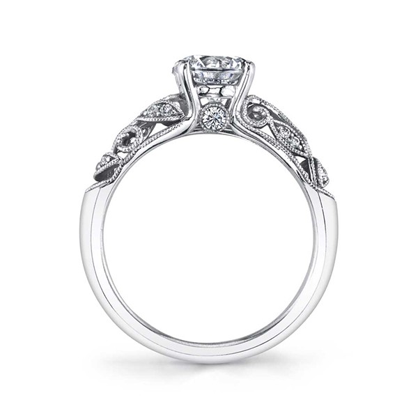 Vintage Inspired Round Diamond Engagement Ring